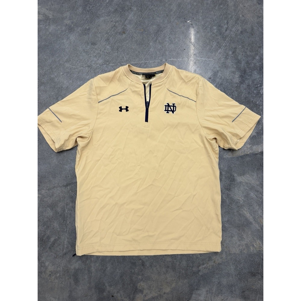 Notre Dame Under Armour Pullover Loose Mens M Gold 1/4 Zip Protect This House